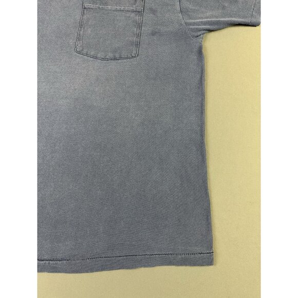 Rare Vintage 90s Blank Navy Blue Pocket Shirt Single Stitch Fruit Of The Loom - Picture 6 of 10